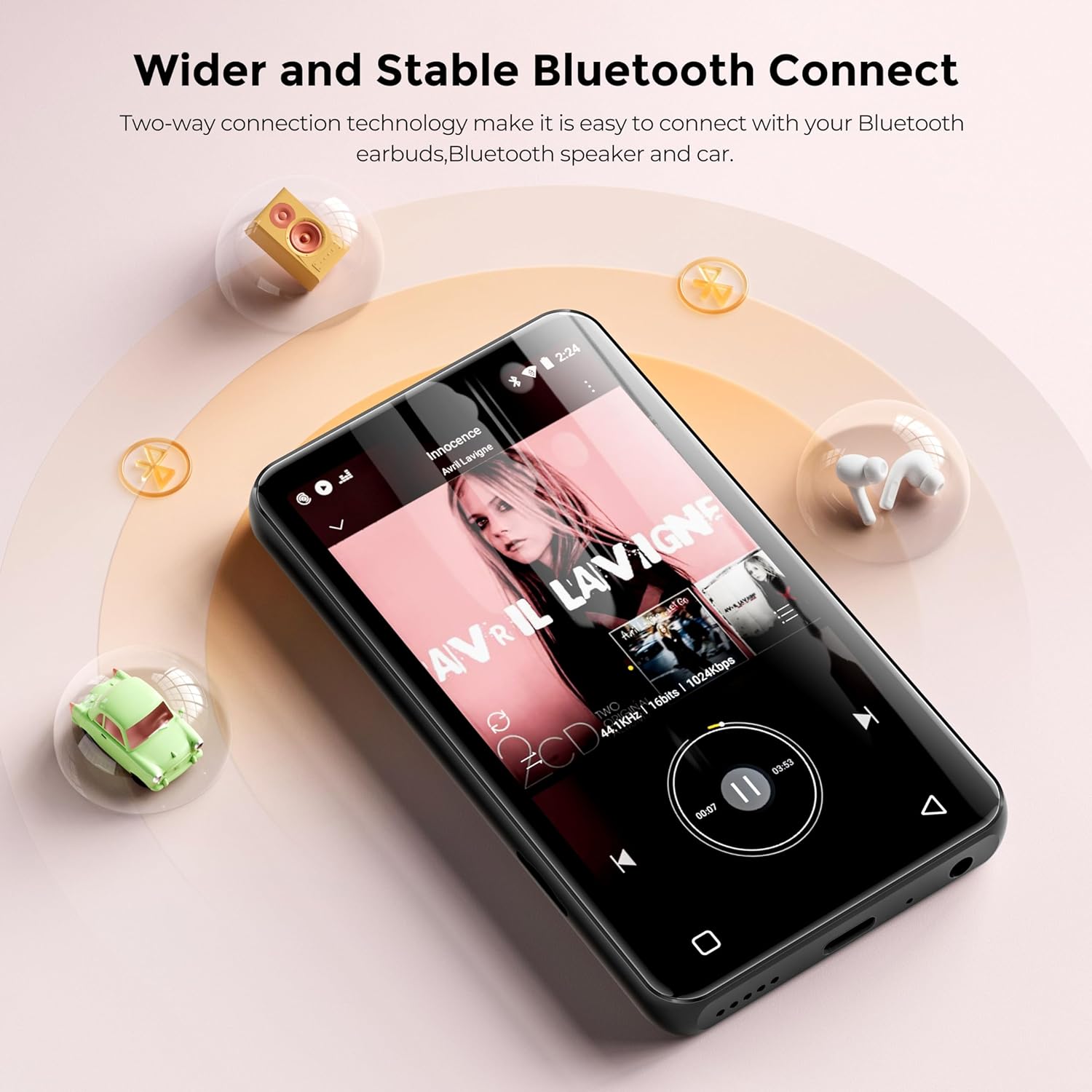 160GB MP3 Player with Bluetooth and WiFi, innioasis Music Player with Spotify,Pandora,Amazon Music,4" Touch Screen Android MP4 MP3 Player for Kids
