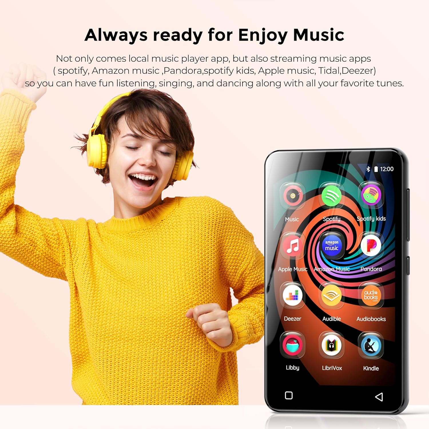 160GB MP3 Player with Bluetooth and WiFi, innioasis Music Player with Spotify,Pandora,Amazon Music,4" Touch Screen Android MP4 MP3 Player for Kids