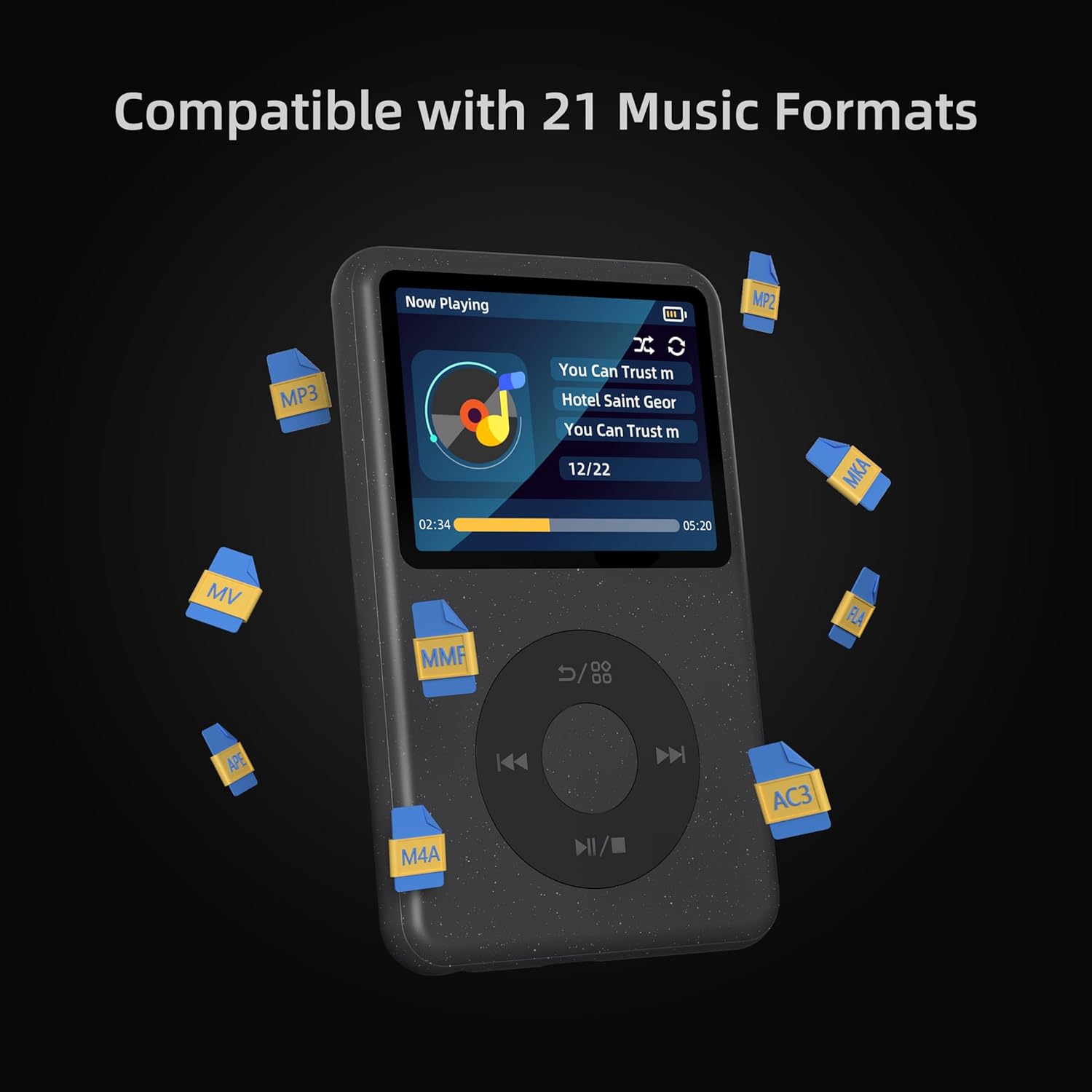 Innioasis Mp3 Player with Bluetooth, 2.4" Portable Mini HiFi Sound Bluetooth Walkman Digital Music Player Storytelling Player for Kids