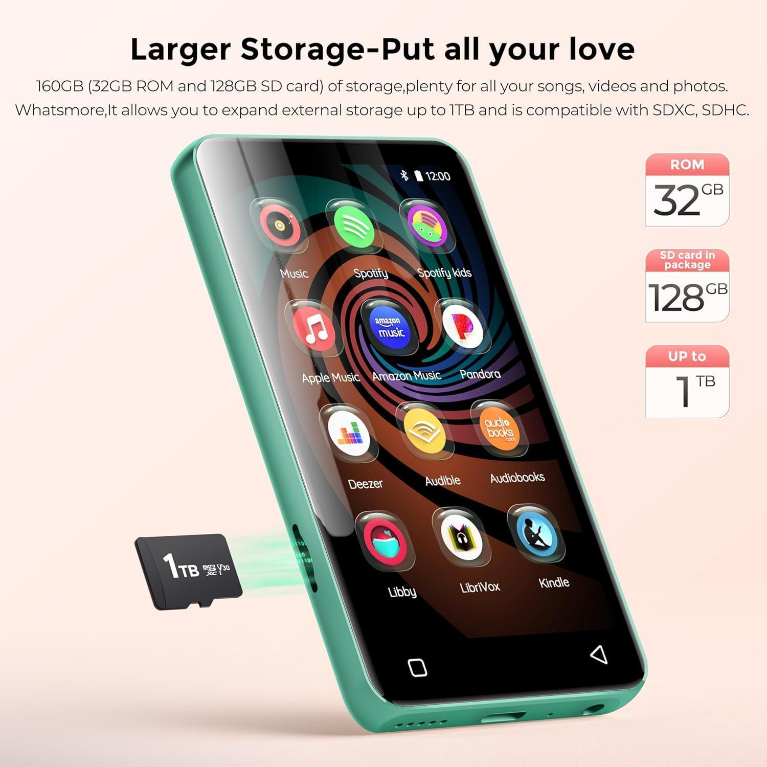 160GB MP3 Player With Bluetooth And WiFi, Music