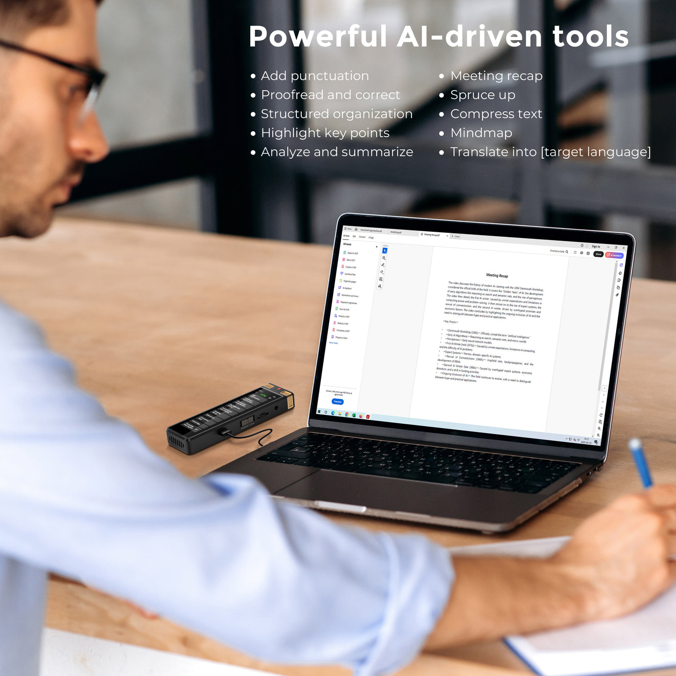 TIMMKOO SR1 AI Voice Recorder with  Offline Speech-to-Text and Bluetooth,Note-Taker - innioasis - experts of audio and video players