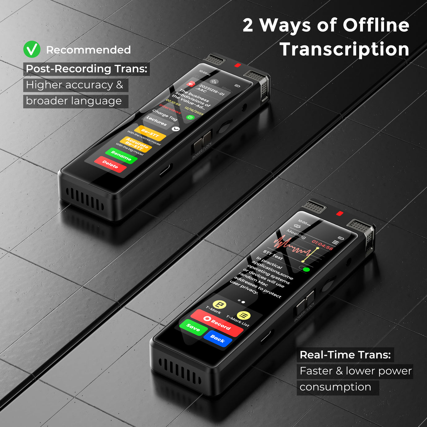 TIMMKOO SR1 AI Voice Recorder with  Offline Speech-to-Text and Bluetooth,Note-Taker - innioasis - experts of audio and video players