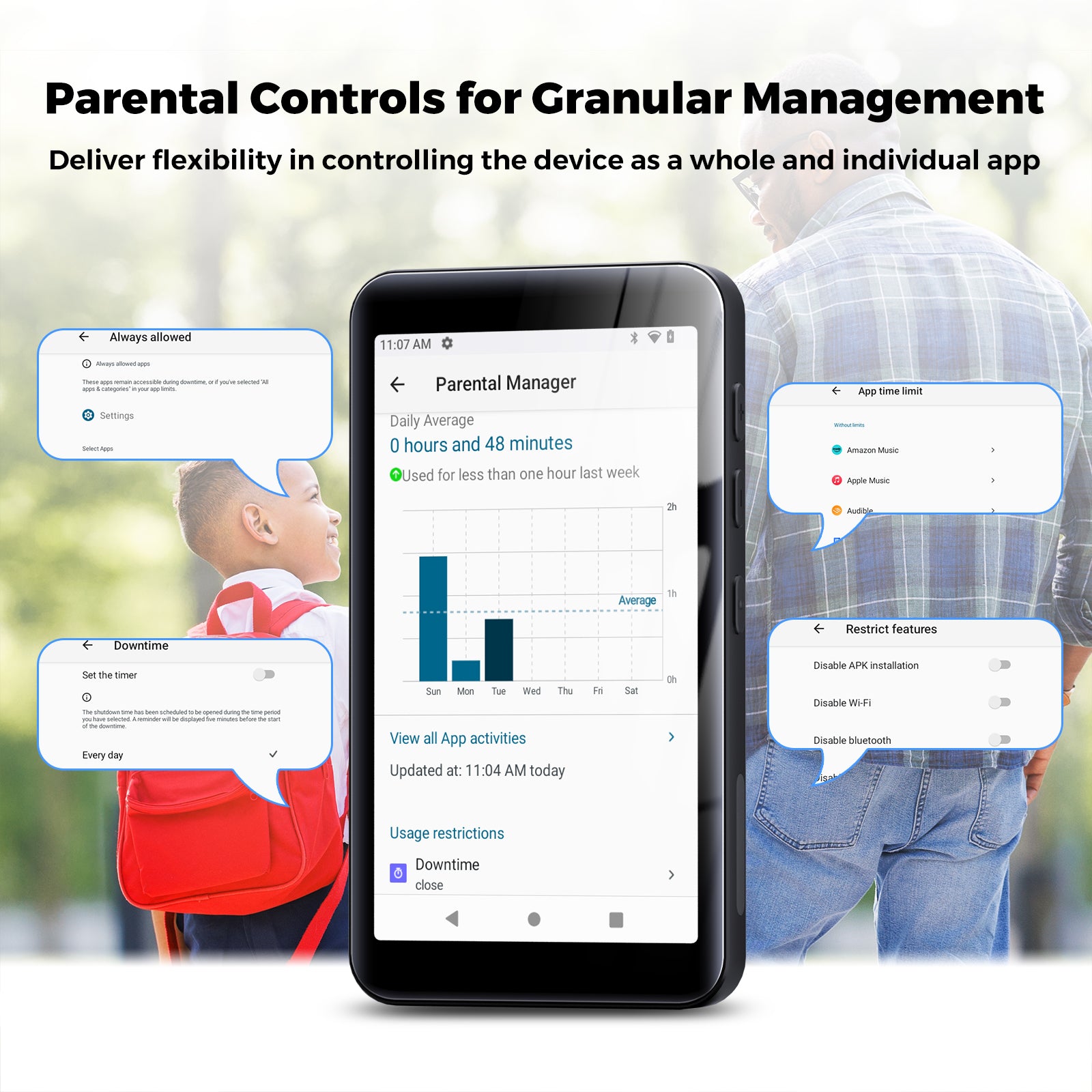 160GB innioasis MP3 Player with Bluetooth and WiFi, MP3 Player with Spotify, Spotify Kids, Pandora, Play Store, Parental Manager App, Calm, 4" HD Full Touch Screen MP4 Music Player for Kids