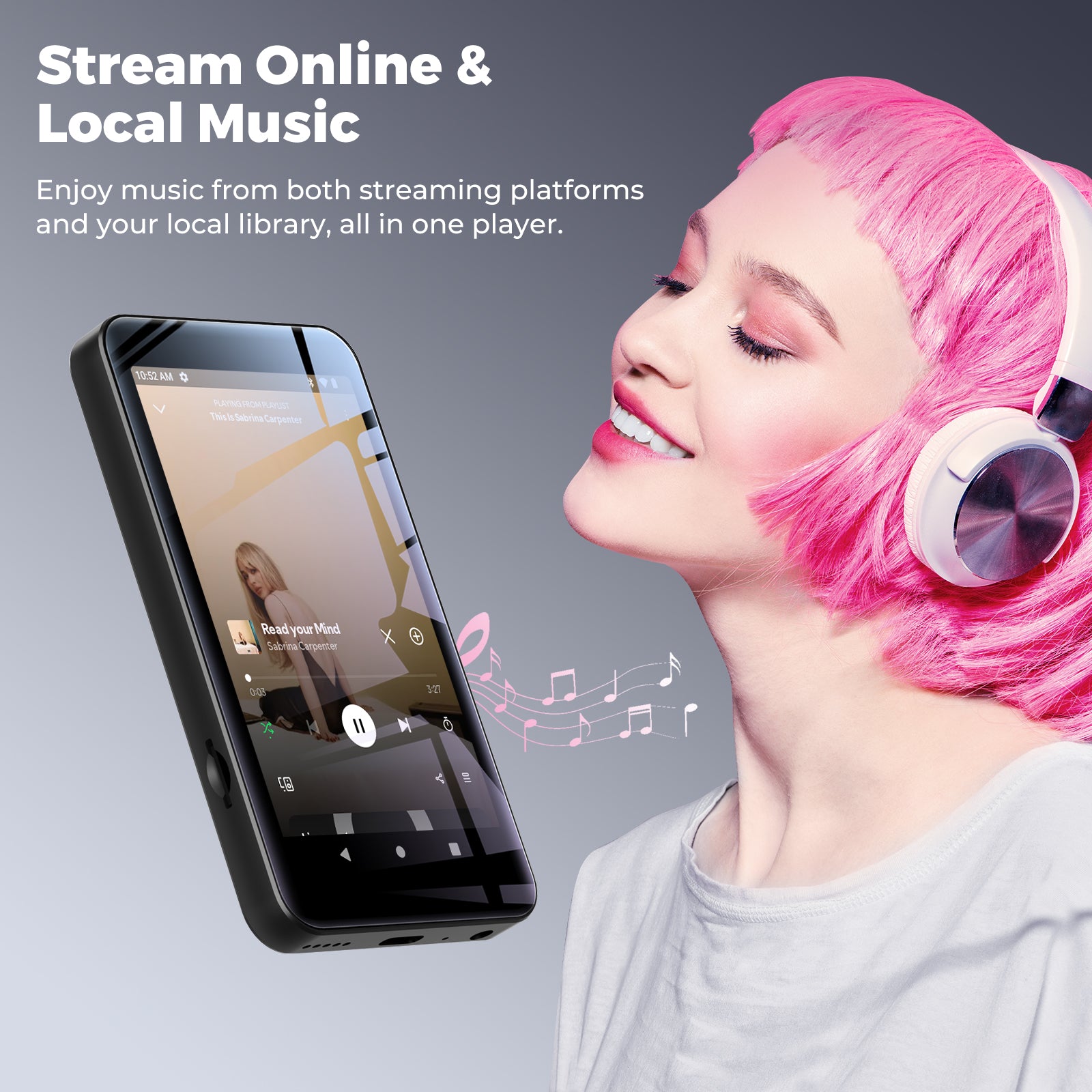 160GB innioasis MP3 Player with Bluetooth and WiFi, MP3 Player with Spotify, Spotify Kids, Pandora, Play Store, Parental Manager App, Calm, 4" HD Full Touch Screen MP4 Music Player for Kids