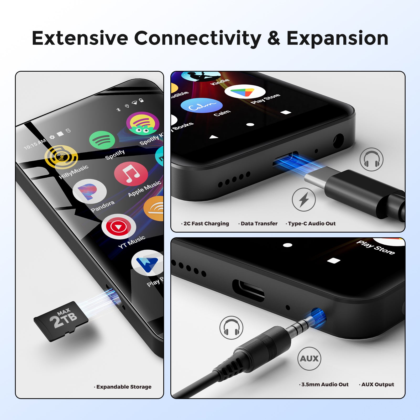 160GB innioasis MP3 Player with Bluetooth and WiFi, MP3 Player with Spotify, Spotify Kids, Pandora, Play Store, Parental Manager App, Calm, 4" HD Full Touch Screen MP4 Music Player for Kids