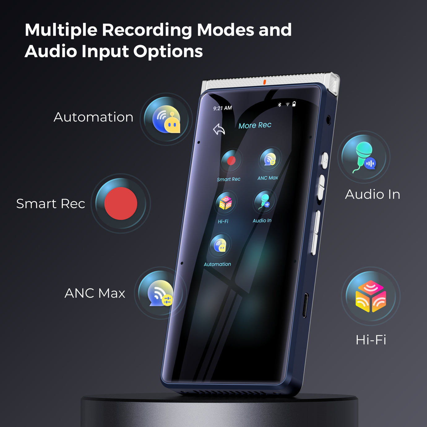Innioasis PR1 RecorderPal Intelligent Voice Station with AI Recorder, Offline Transcription, AI Analysis and Summarization, Online Translation, and Office Collaboration