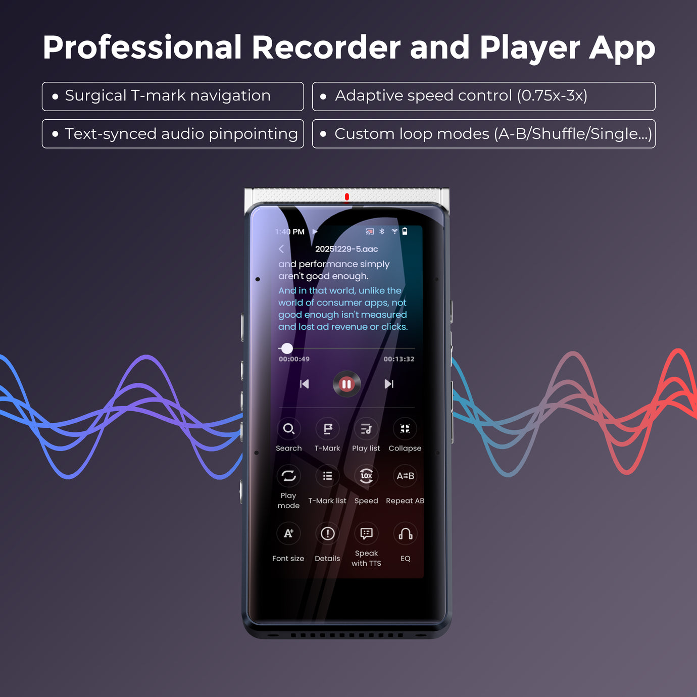 Innioasis PR1 RecorderPal Intelligent Voice Station with AI Recorder, Offline Transcription, AI Analysis and Summarization, Online Translation, and Office Collaboration