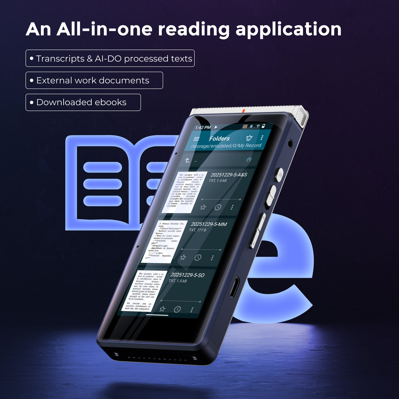 Innioasis PR1 RecorderPal Intelligent Voice Station with AI Recorder, Offline Transcription, AI Analysis and Summarization, Online Translation, and Office Collaboration
