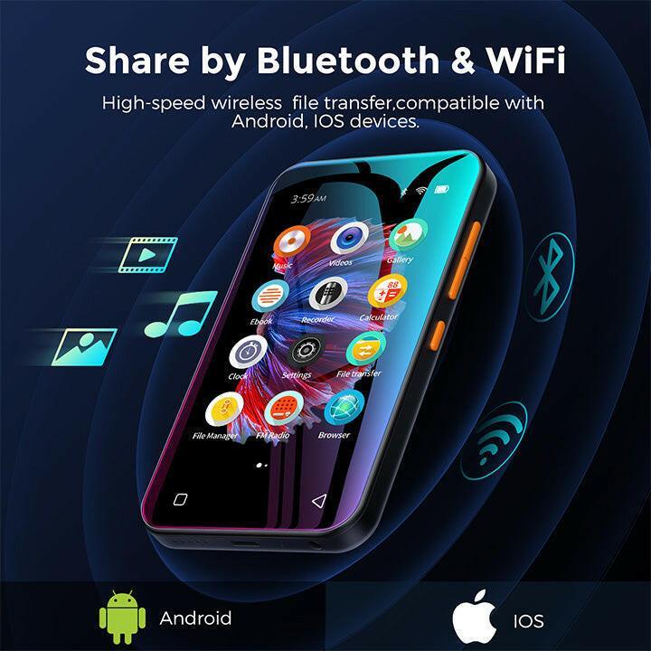 72GB WiFi Mp3 Player with Bluetooth, TIMMKOO 4.0" Full Touch Screen Mp